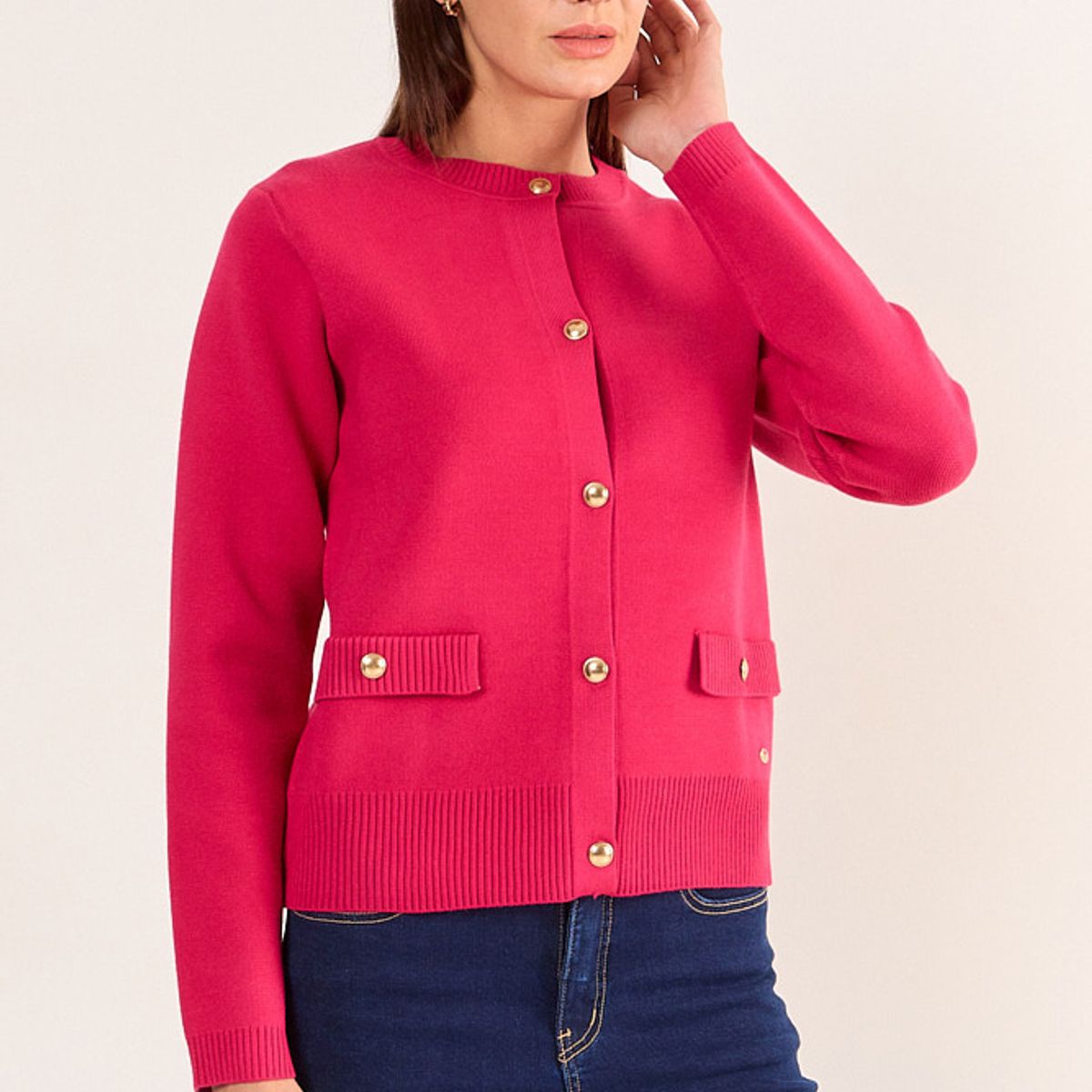 MA GRIFFE - Chaleco Liso Mujer Fucsia Magriffe