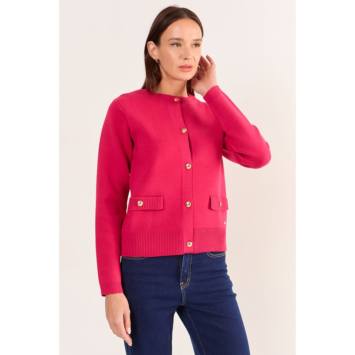 MA GRIFFE - Chaleco Liso Mujer Fucsia Magriffe