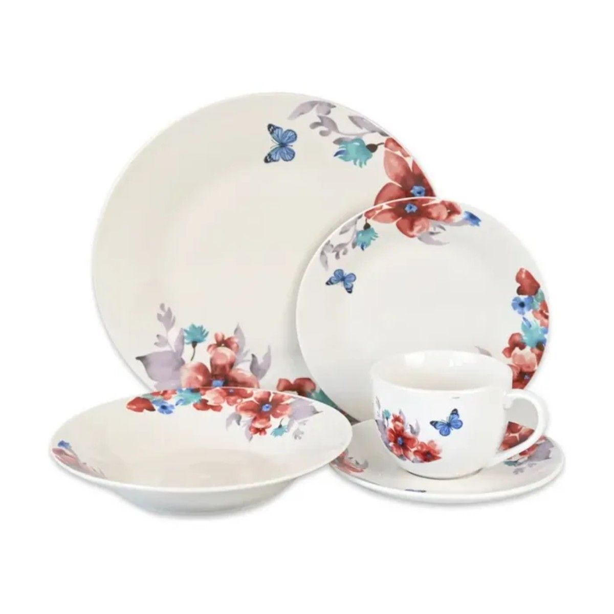 GENERICO - Vajilla Porcelana 20 Piezas Diseño Nicoletta - Doral Nicoletta FloreadoBELUG