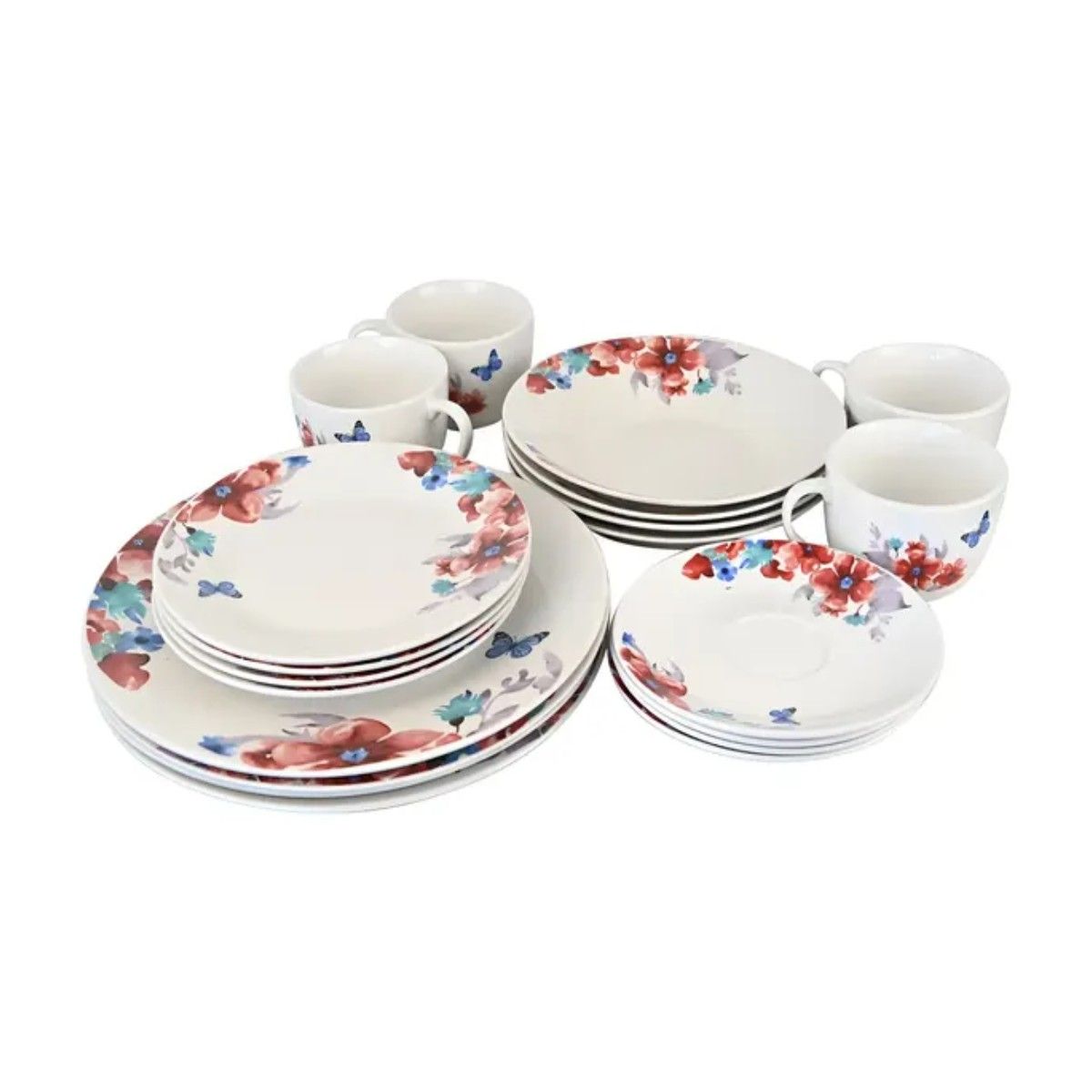 GENERICO - Vajilla Porcelana 20 Piezas Diseño Nicoletta - Doral Nicoletta FloreadoBELUG