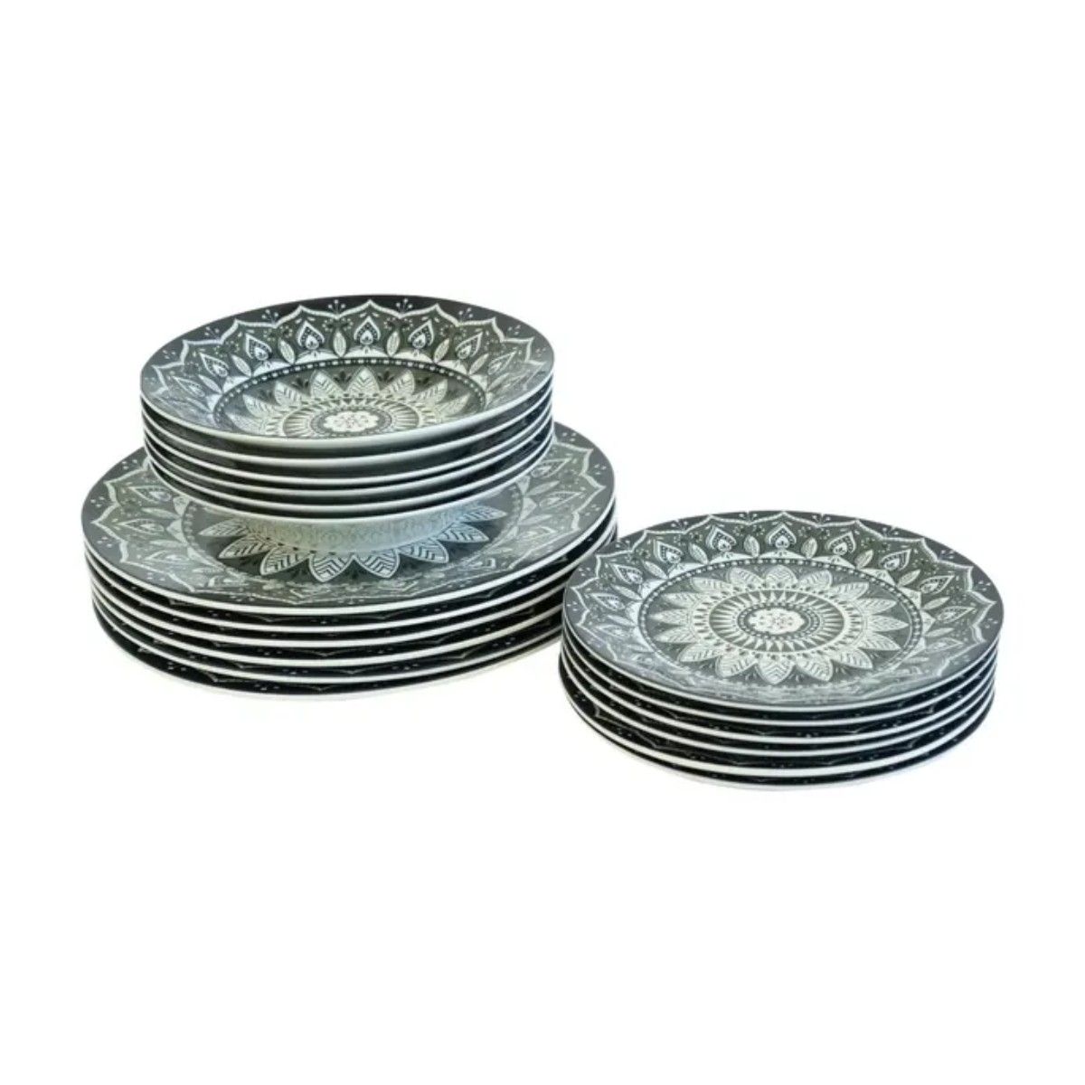 GENERICO - Set de Vajilla Porcelana 18 Piezas Diseño Gabrielle Mandala Doral BELUG