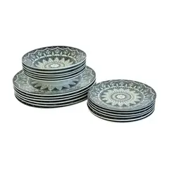 GENERICO - Set de Vajilla Porcelana 18 Piezas Diseño Gabrielle Mandala Doral BELUG