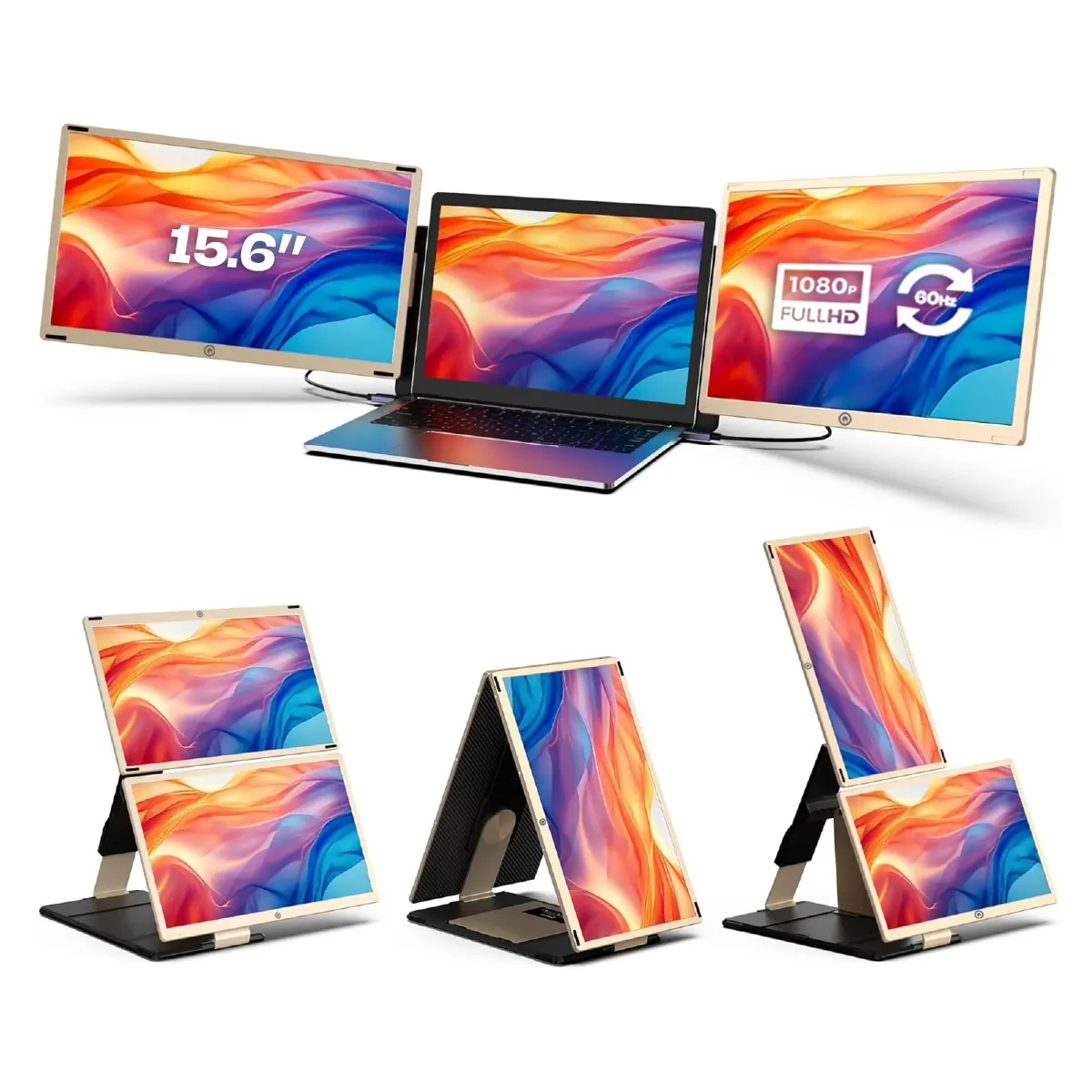 ASIAQUALITY - Monitor Doble Pantalla Portátil S6 De 15 Para Windows Y Mac