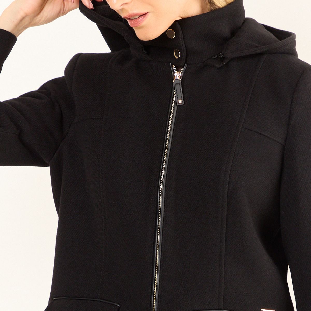 MA GRIFFE - Chaqueton Liso Mujer Negro Magriffe