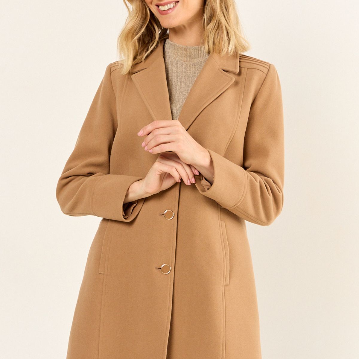 MA GRIFFE - Chaqueton Liso Mujer Café Magriffe
