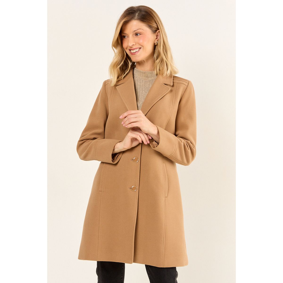 MA GRIFFE - Chaqueton Liso Mujer Café Magriffe