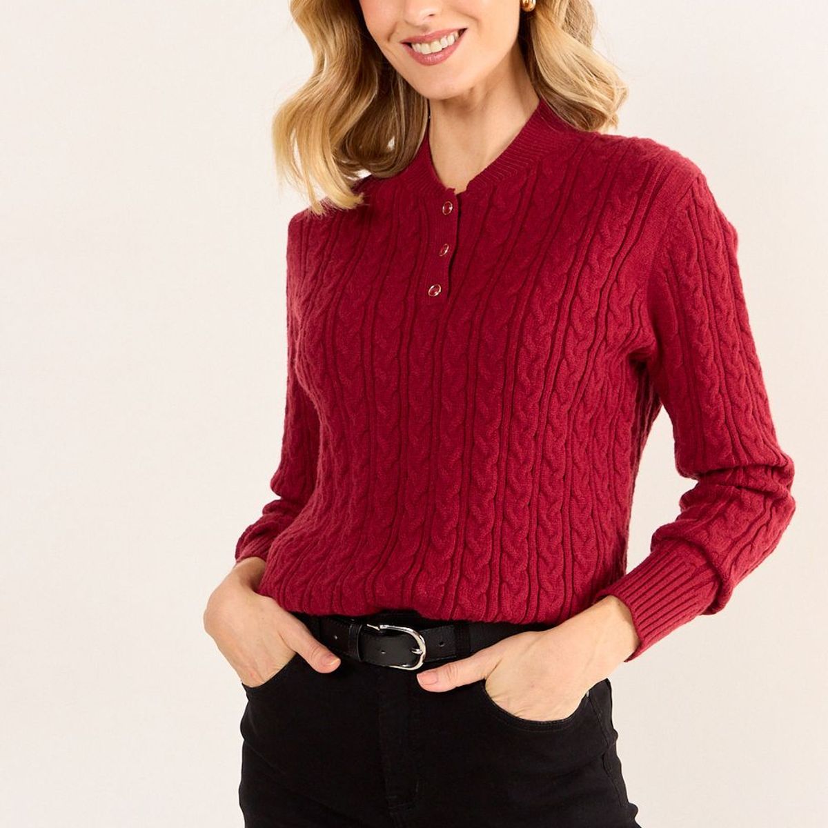 MA GRIFFE - Sweater Liso Mujer Burdeos Magriffe