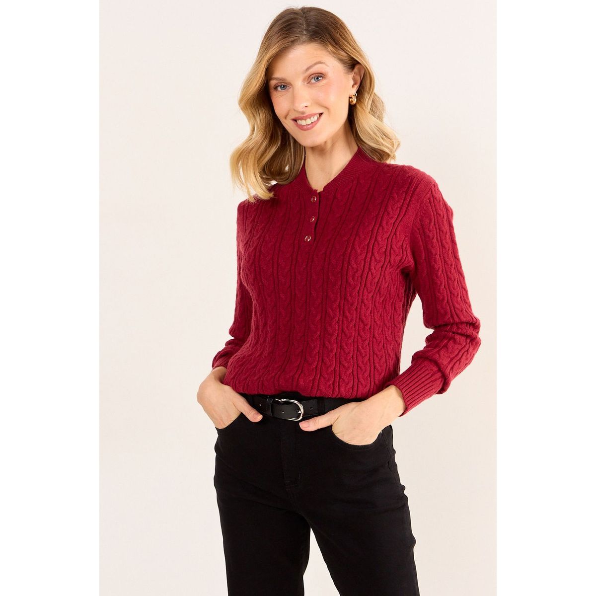 MA GRIFFE - Sweater Liso Mujer Burdeos Magriffe