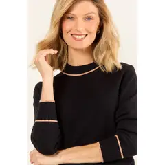 MA GRIFFE - Sweater Liso Mujer Negro Magriffe