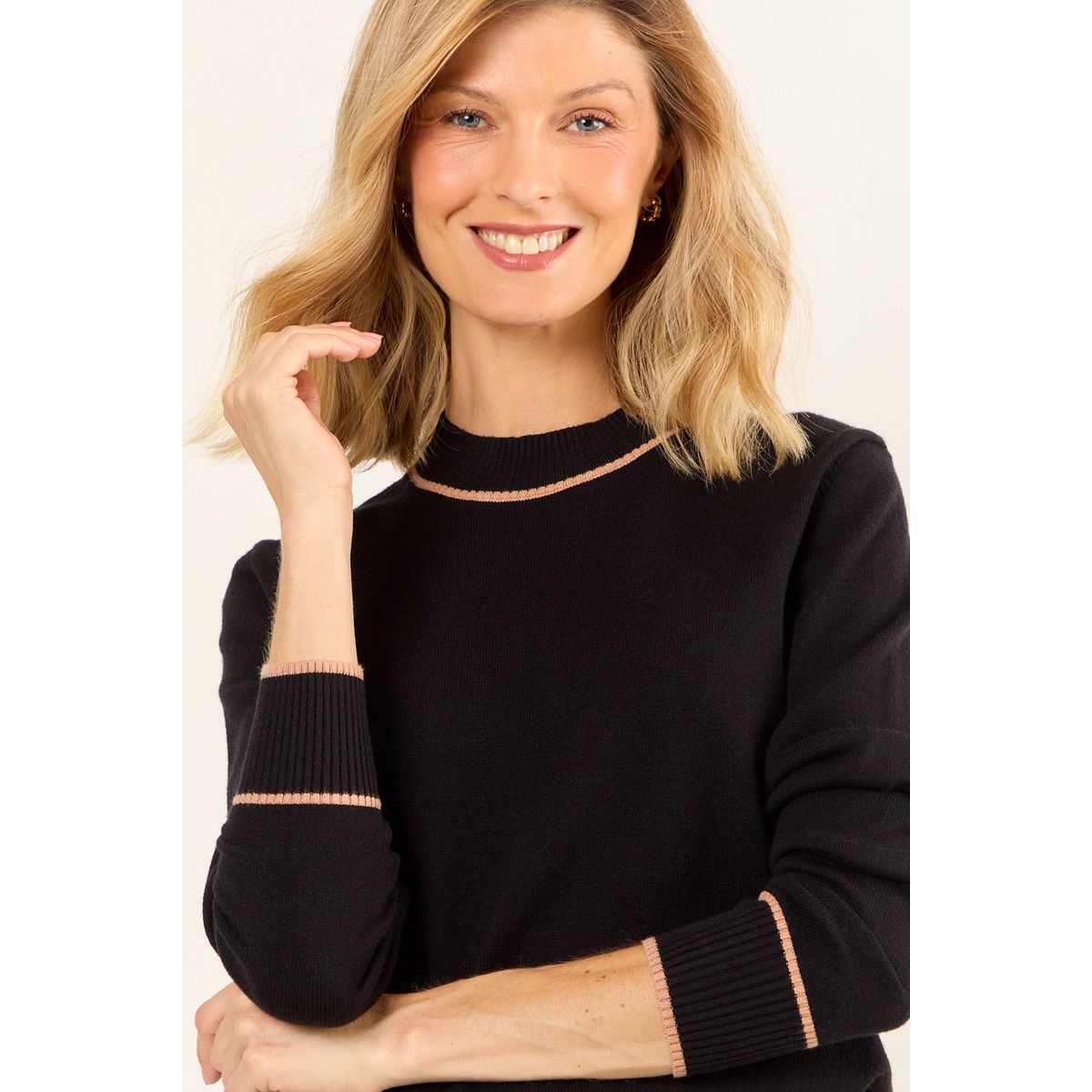 MA GRIFFE - Sweater Liso Mujer Negro Magriffe