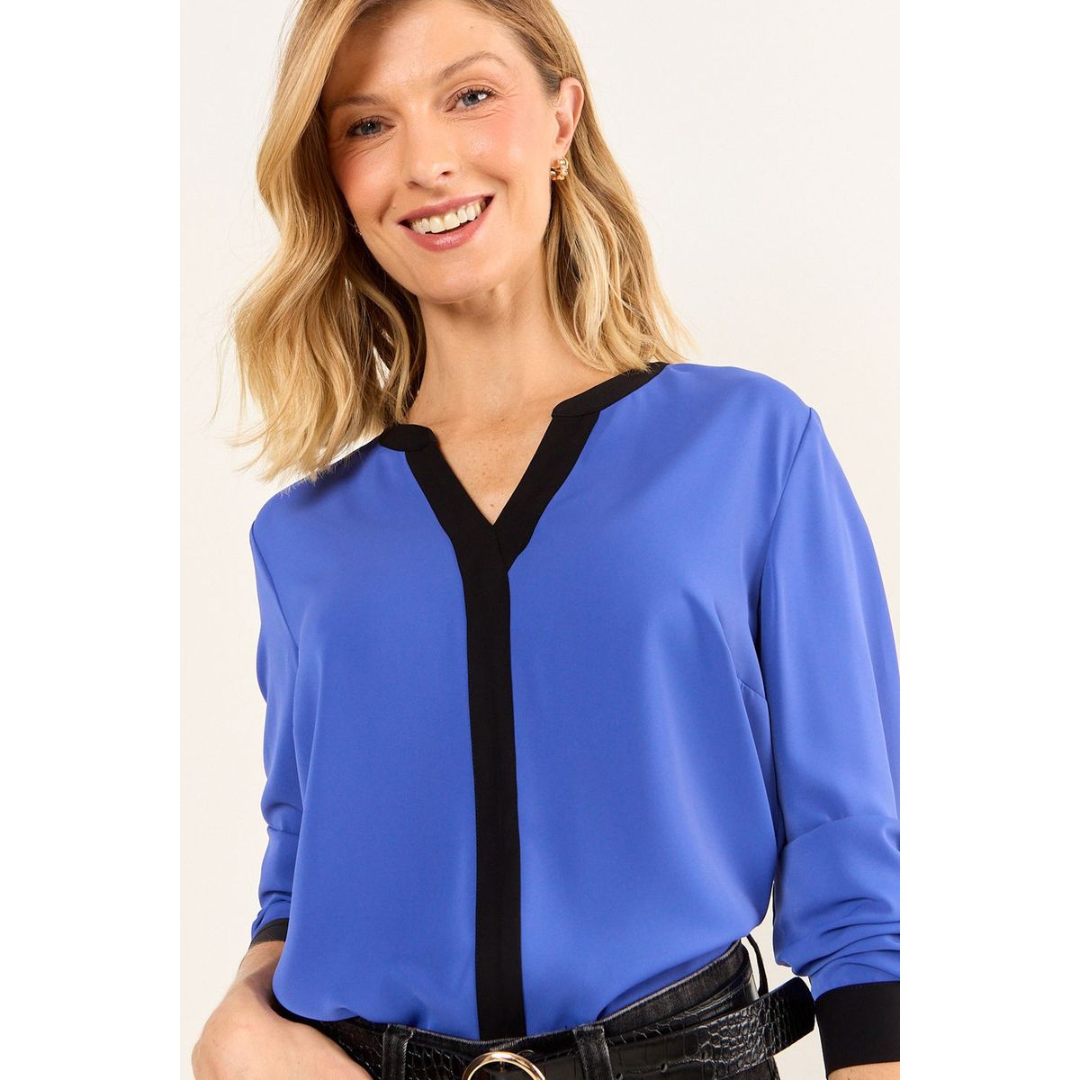 MA GRIFFE - Blusa Lisa Mujer Azul Magriffe