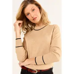 MA GRIFFE - Sweater Liso Mujer Café Magriffe