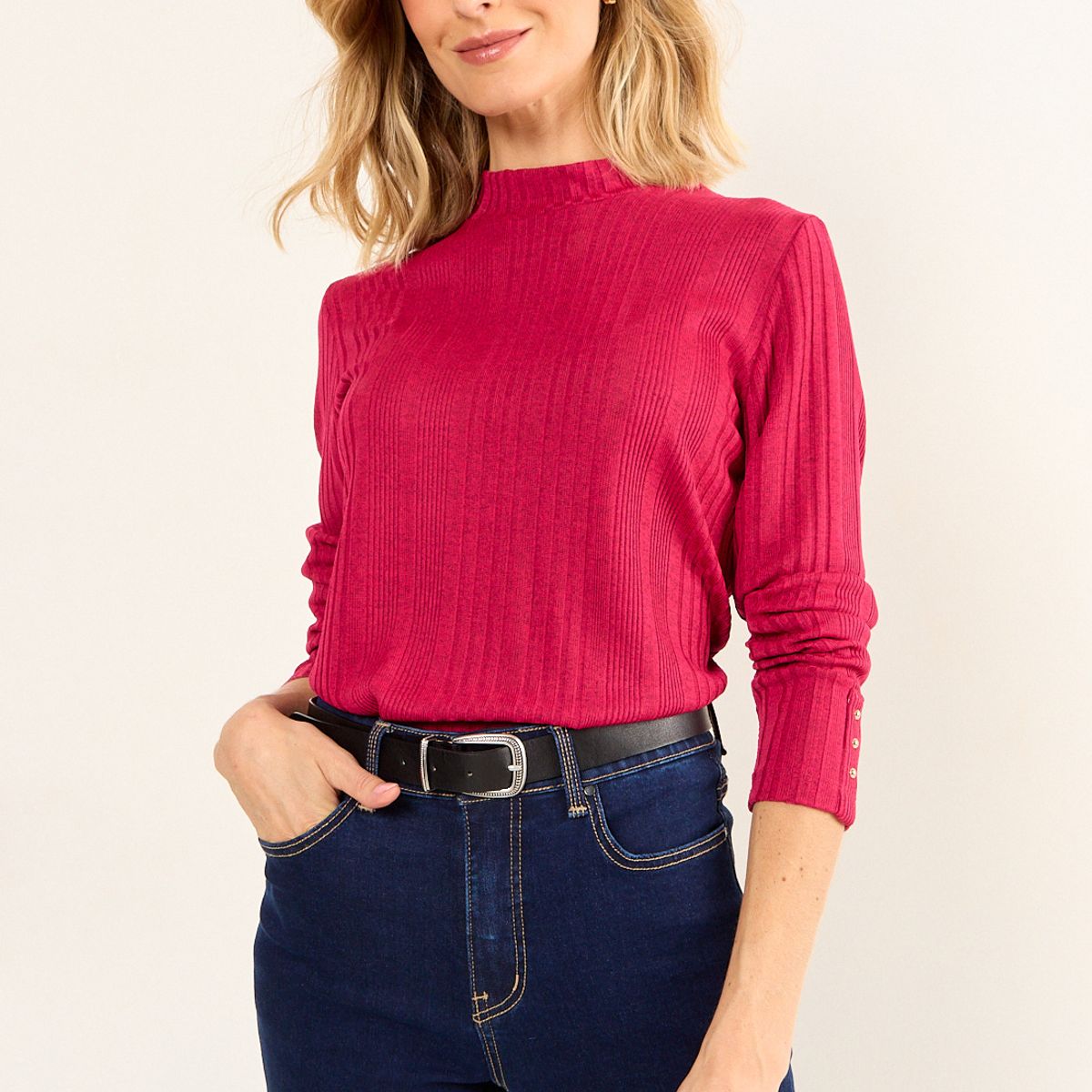 MA GRIFFE - Polera Lisa Mujer Fucsia Magriffe