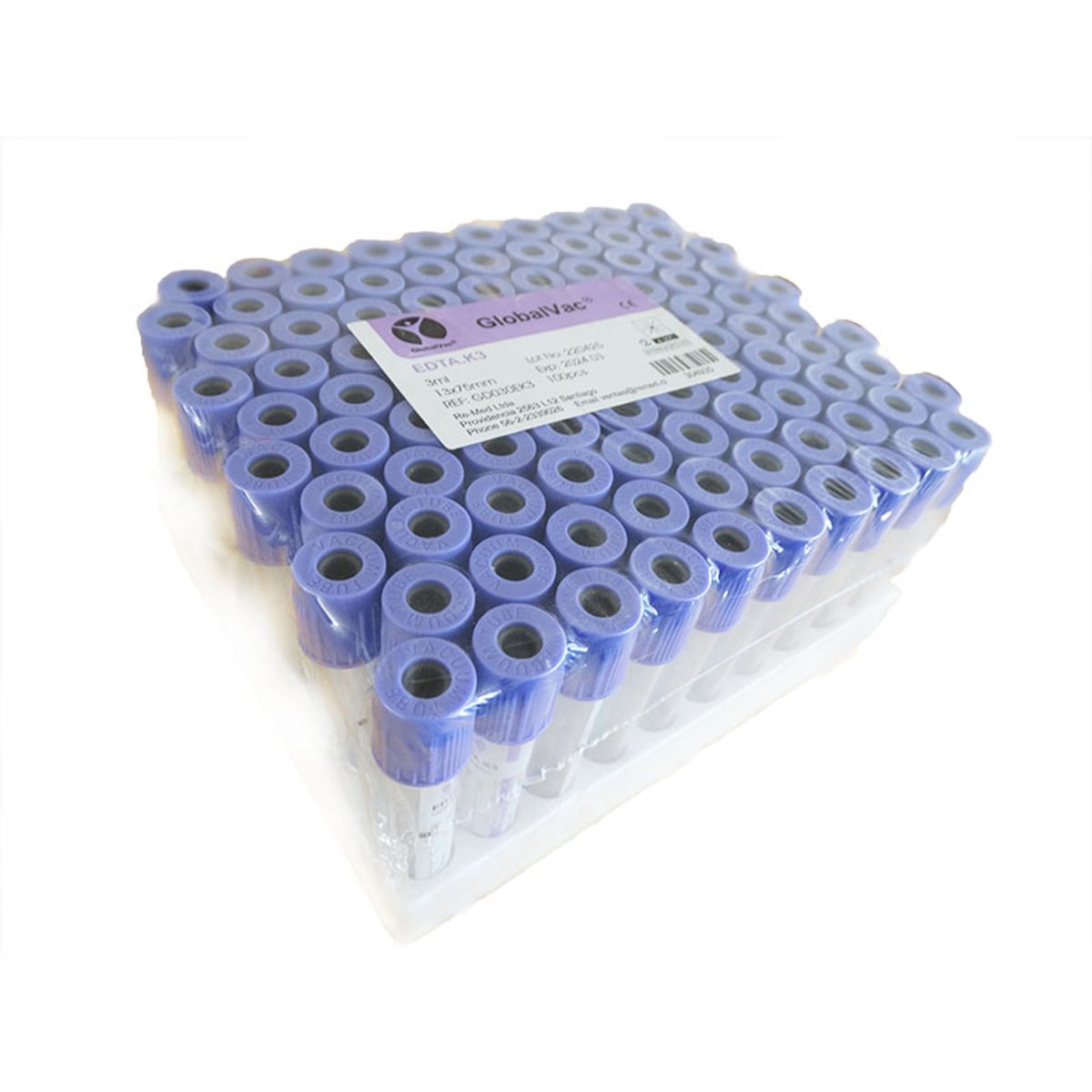 GENERICO - Tubo tapa Lila 3 ml K3 13x75mm Globalvac 100 unidades