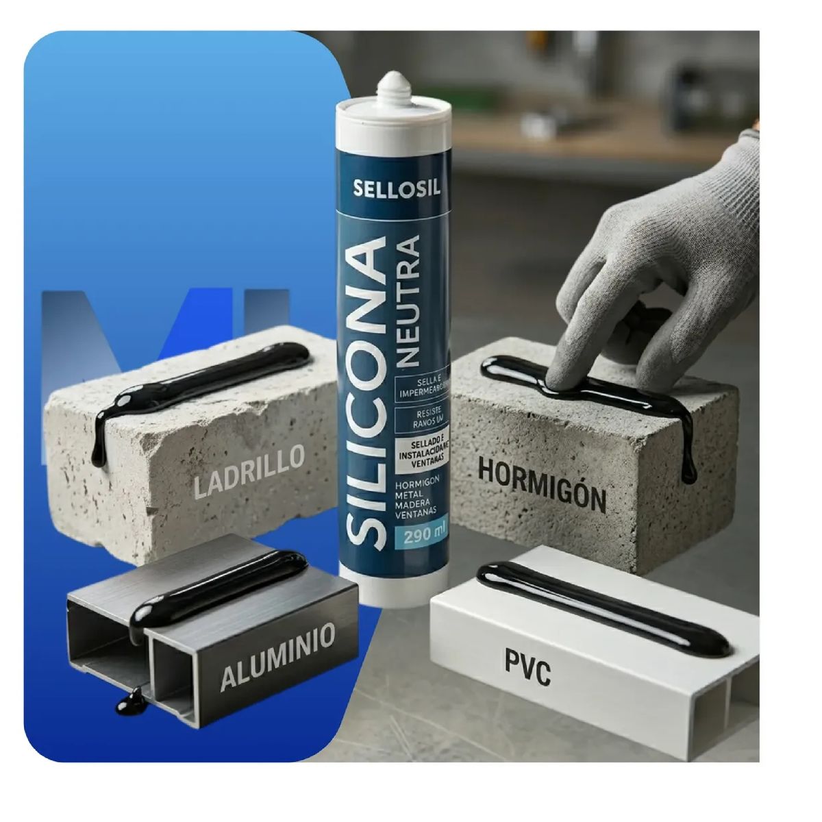 SELLOSIL - Silicona Neutra Negra Sellosil 300ml Multiuso Construcción