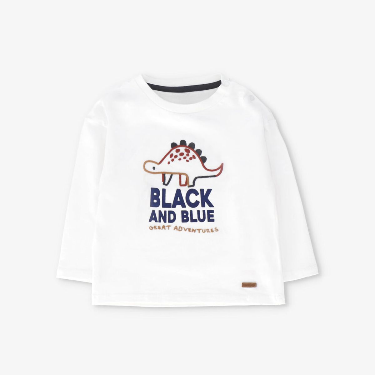 BLACK AND BLUE - Polera manga larga bebé dinosaurio crudo Black and blue