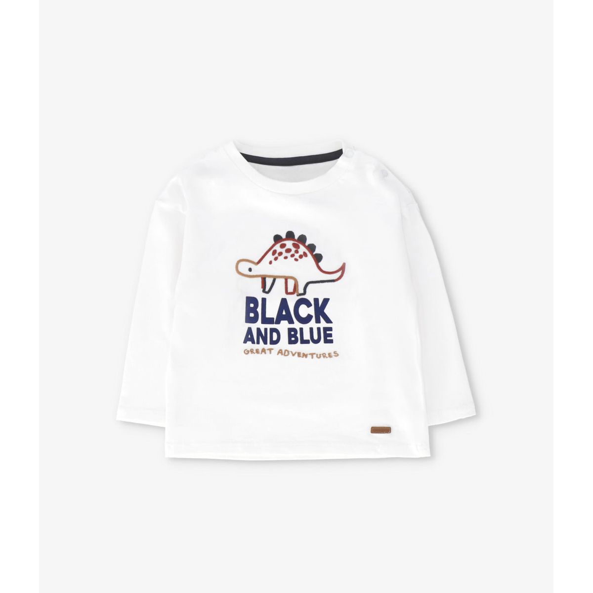 BLACK AND BLUE - Polera manga larga bebé dinosaurio crudo Black and blue