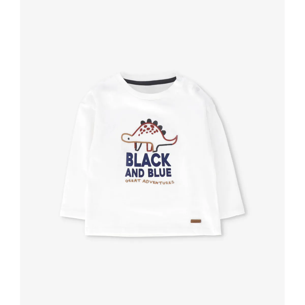 BLACK AND BLUE - Polera manga larga bebé dinosaurio crudo Black and blue