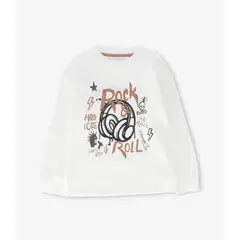 4KIDS - Polera manga larga niño rock & roll blanco 4 Kids