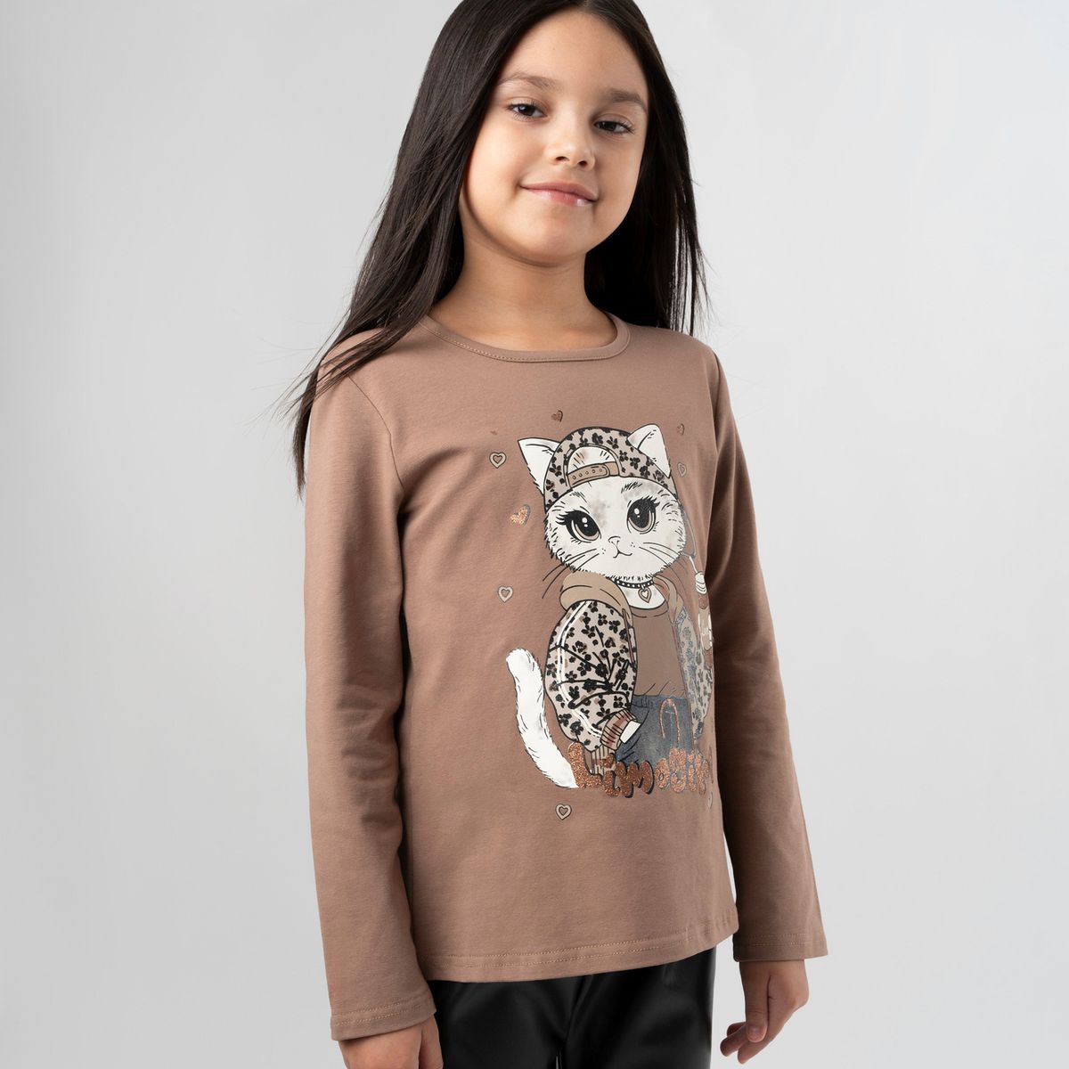 LIMONADA - Polera manga larga niña con gato camel Limonada