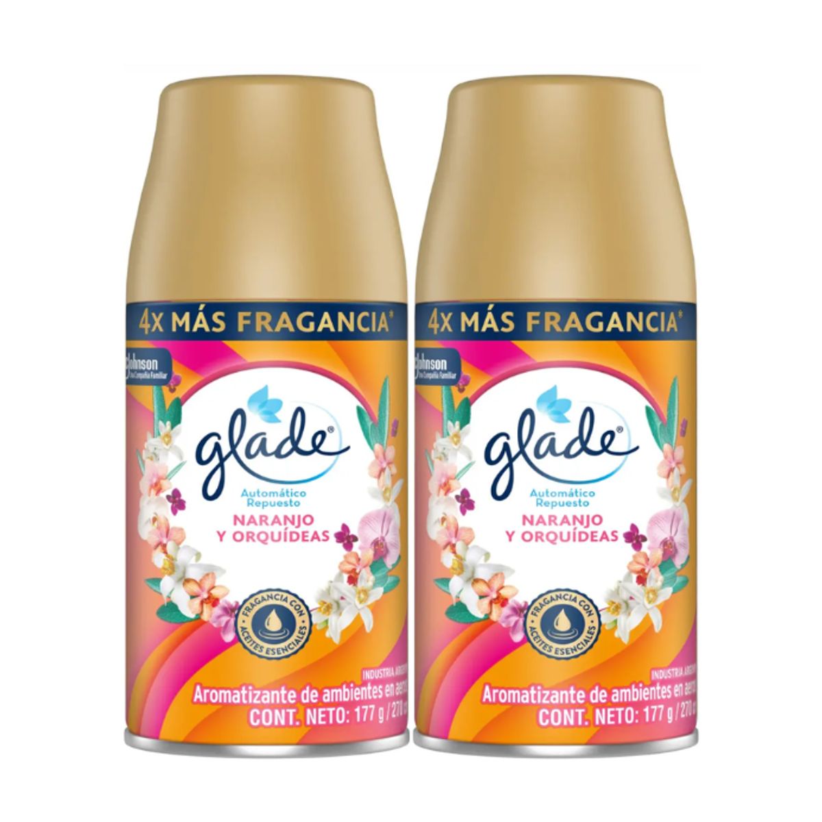 GLADE - Pack Repuesto Desodorante Automático Glade Naranjo y Orquídeas 270 ml