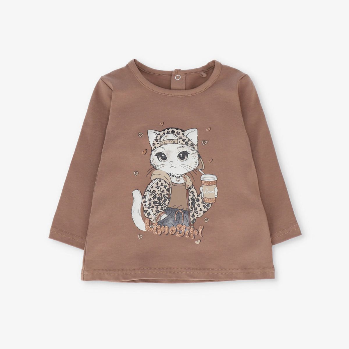 LIMONADA - Polera manga larga bebé con gato camel Limonada
