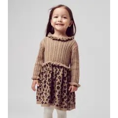 LIMONADA - Vestido bebé animal print beige