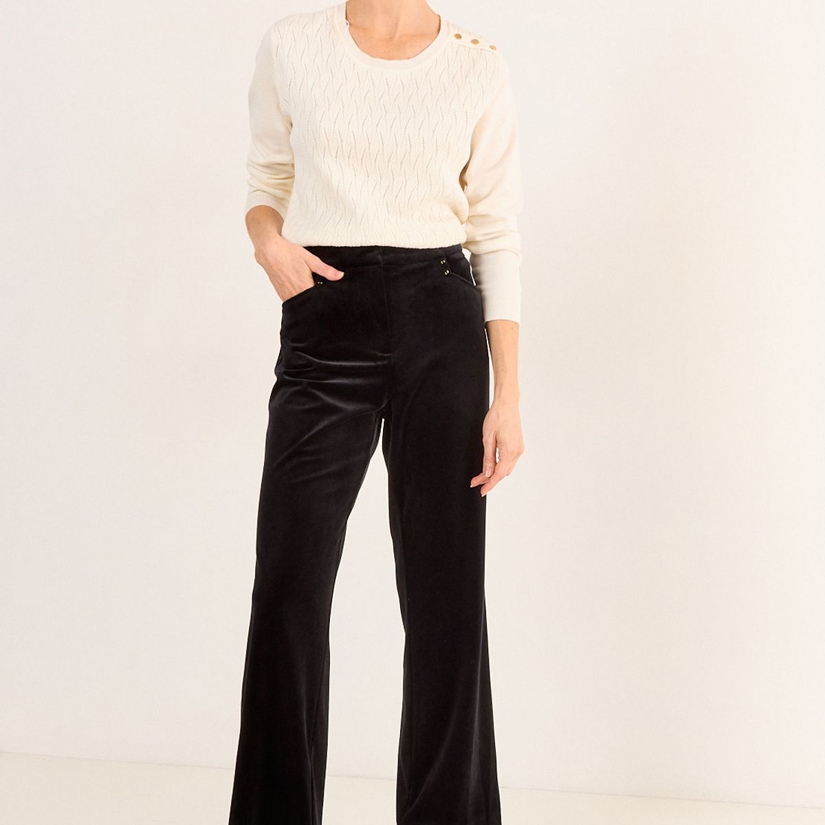 MA GRIFFE - Pantalon Liso Mujer Negro Magriffe