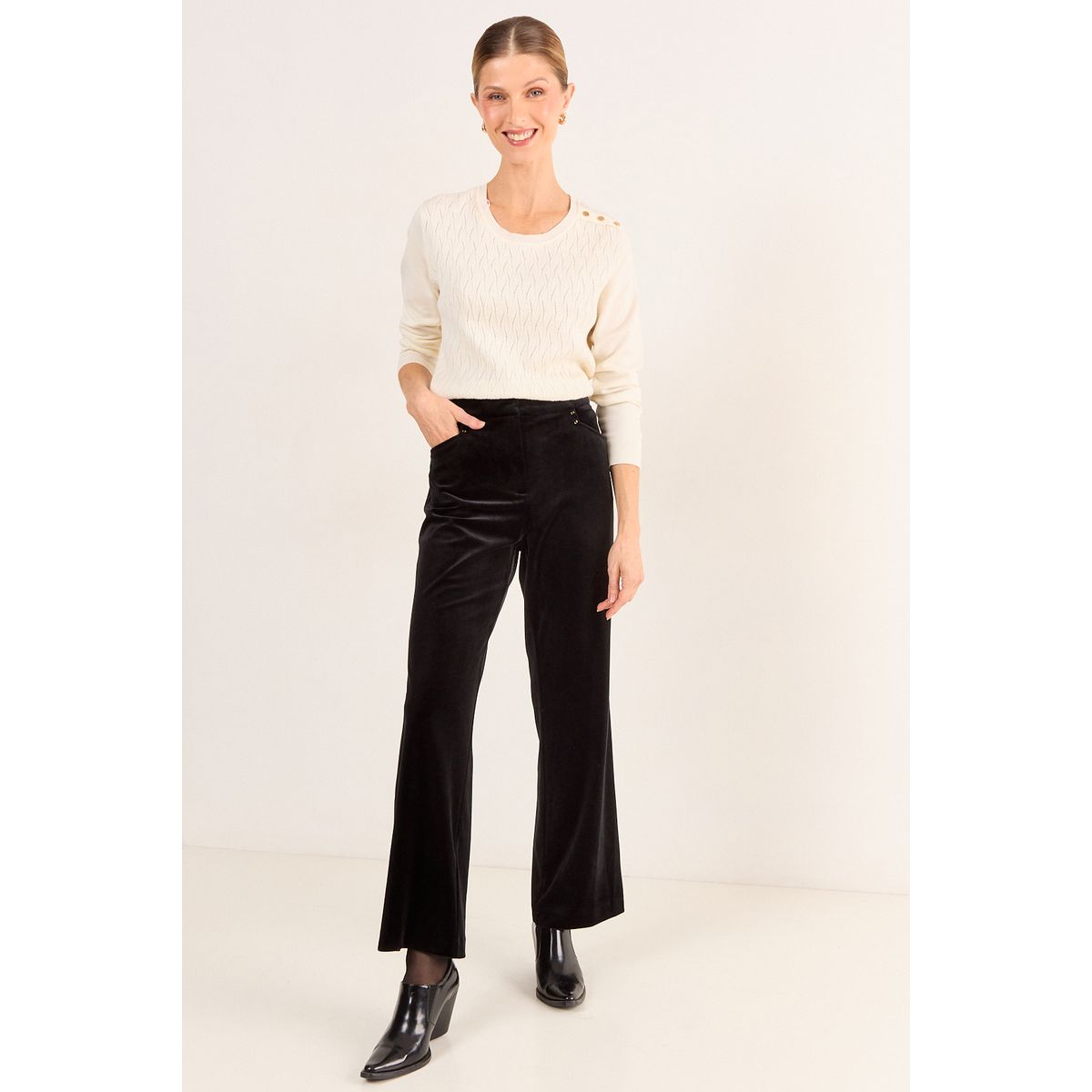 MA GRIFFE - Pantalon Liso Mujer Negro Magriffe