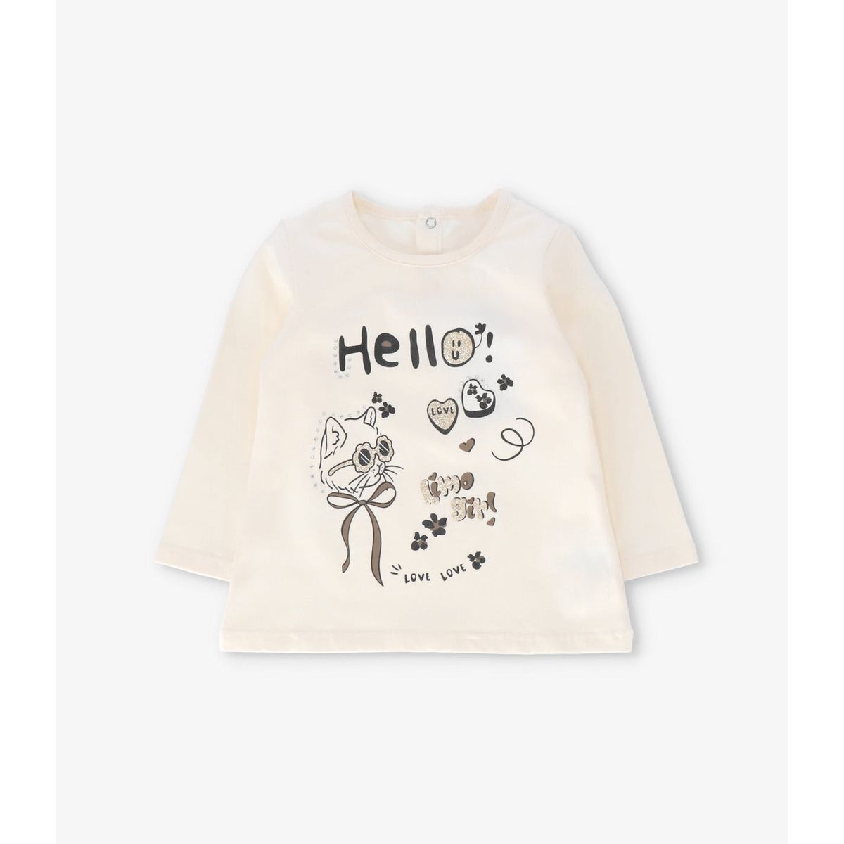 LIMONADA - Polera manga larga bebé con gato crudo Limonada