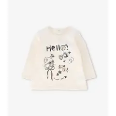 LIMONADA - Polera manga larga bebé con gato crudo