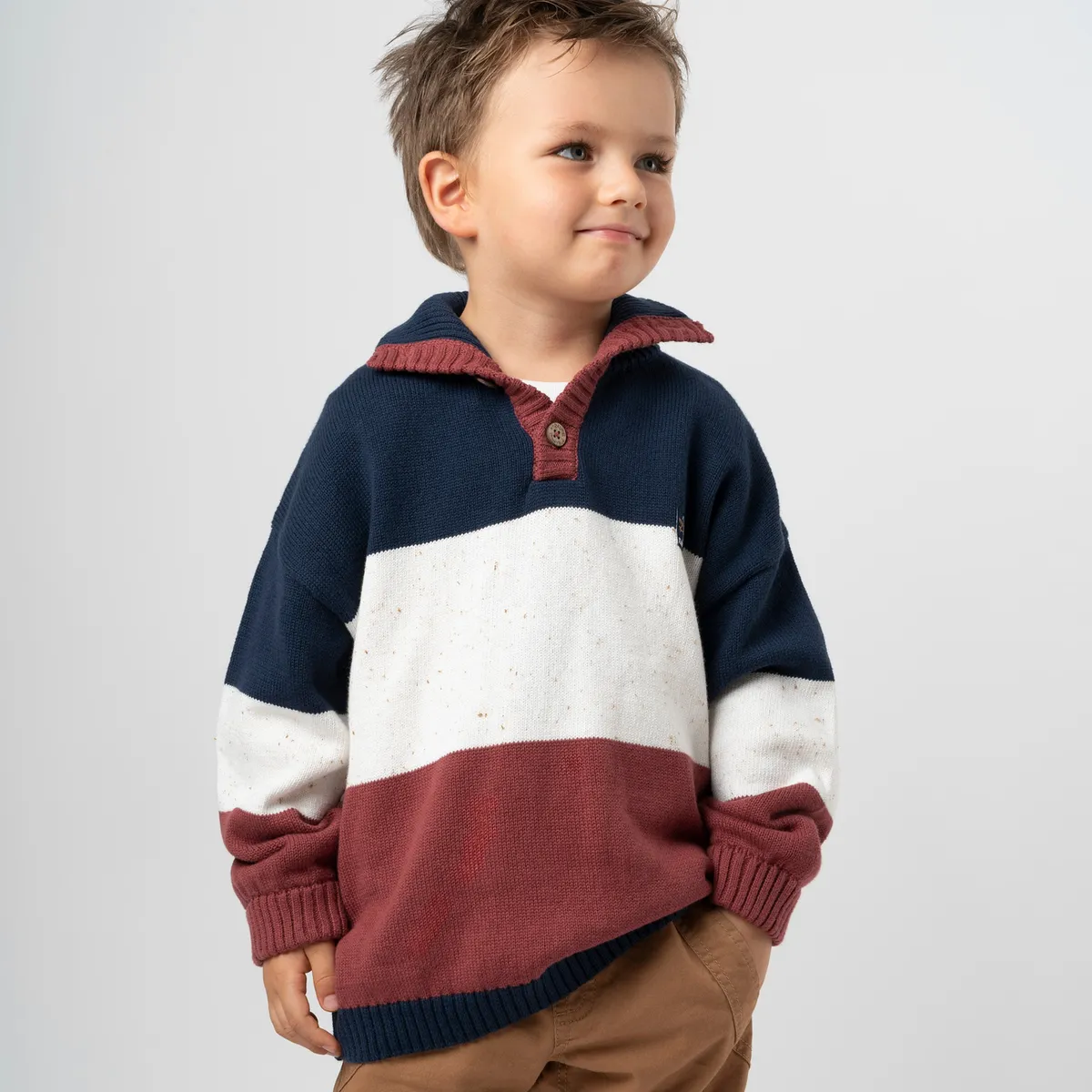 BLACK AND BLUE - Chaleco niño tricolor azul marino Black and blue