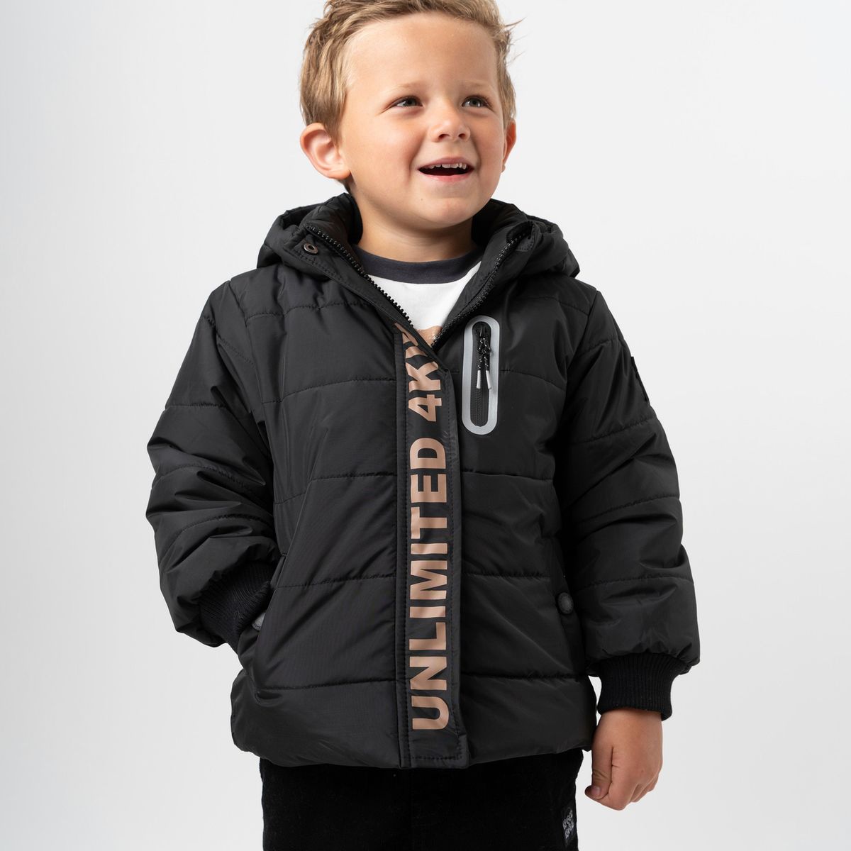 4KIDS - Parka niño repelente al agua negro 4 Kids