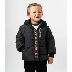 4KIDS - Parka niño repelente al agua negro 4 Kids