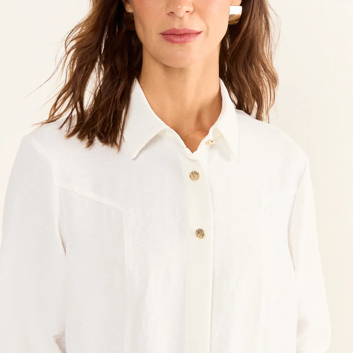 MA GRIFFE - Blusa Lisa Mujer Crudo Magriffe