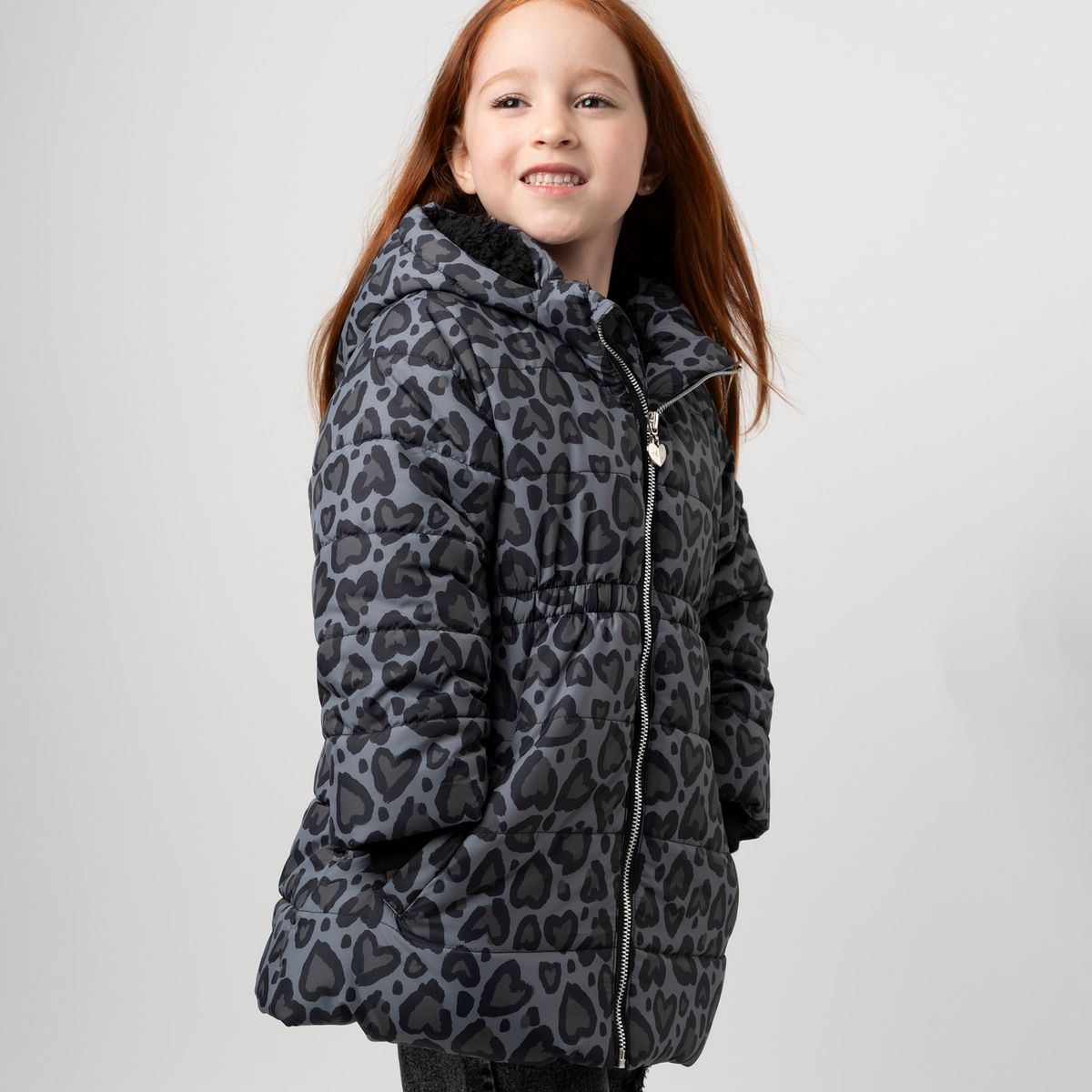 4KIDS - Parka niña corazones negro 4 Kids