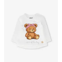 4KIDS - Polera manga larga bebé con osito crudo 4 Kids