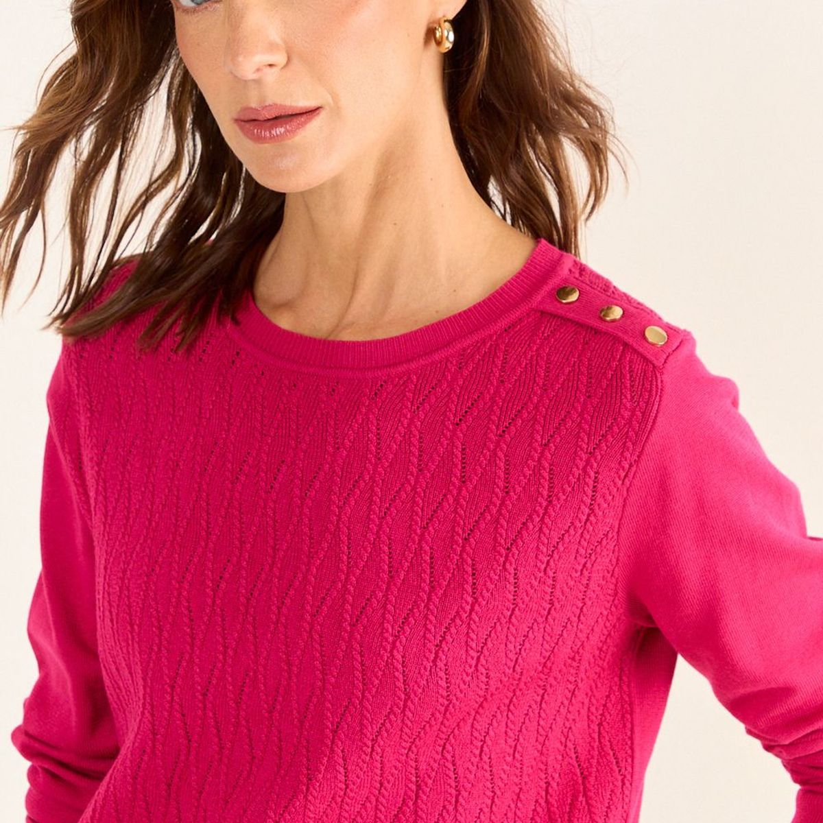 MA GRIFFE - Sweater Liso Mujer Fucsia Magriffe