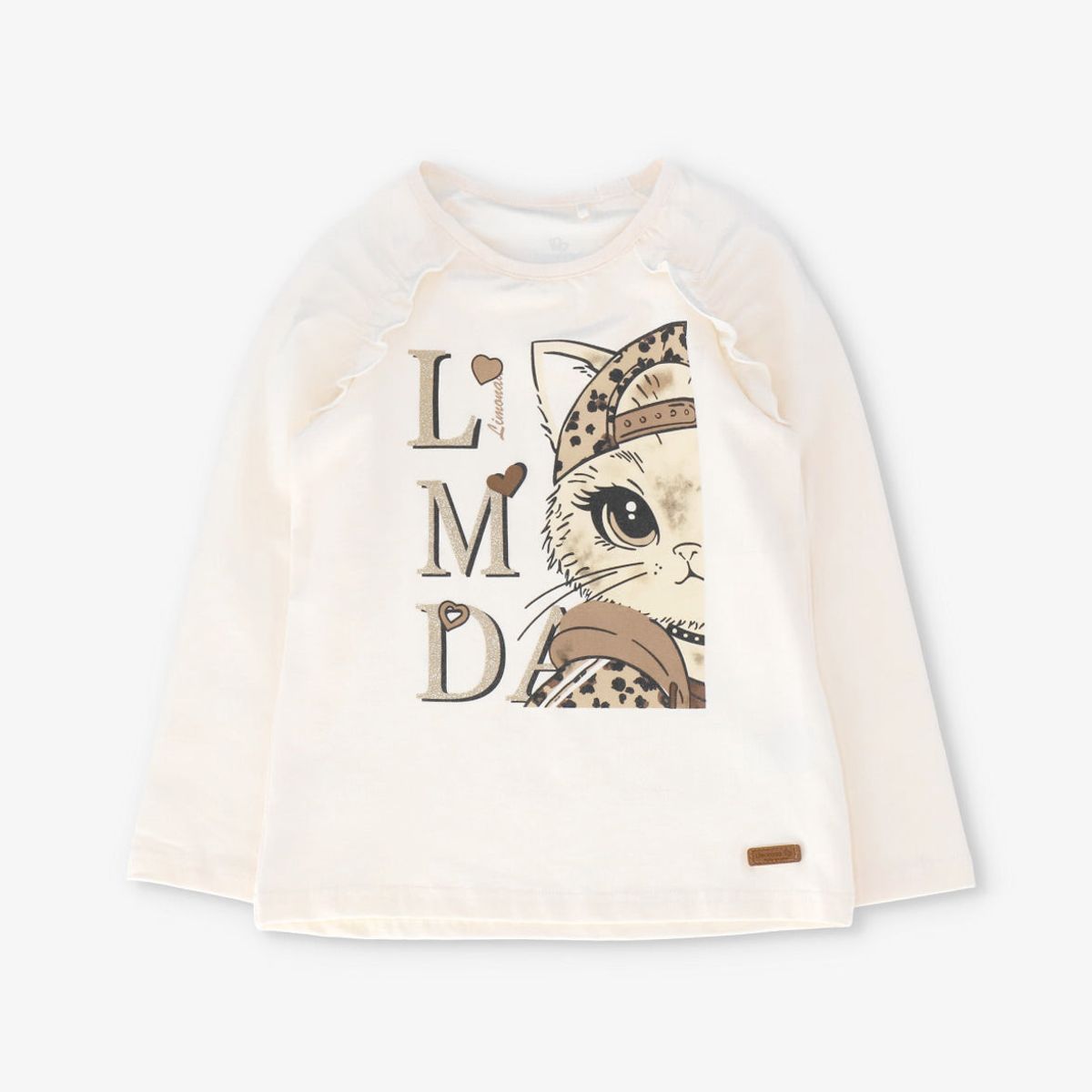 LIMONADA - Polera manga larga niña con gato crudo Limonada