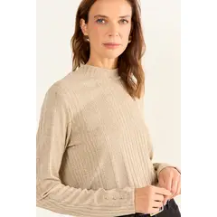 MA GRIFFE - Polera Lisa Mujer Beige Magriffe
