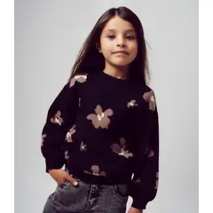 LIMONADA - Chaleco niña con flores negro