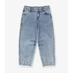 LIMONADA - Jeans niña balloon con brillos denim azul