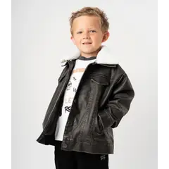 4KIDS - Chaqueta niño simil cuero negro 4 Kids