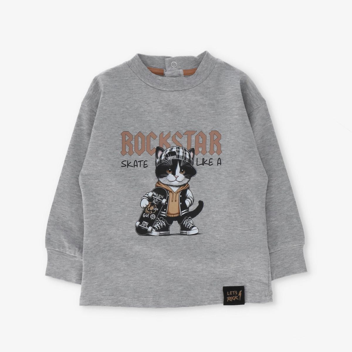4KIDS - Polera manga larga bebé rockstar gris 4 Kids