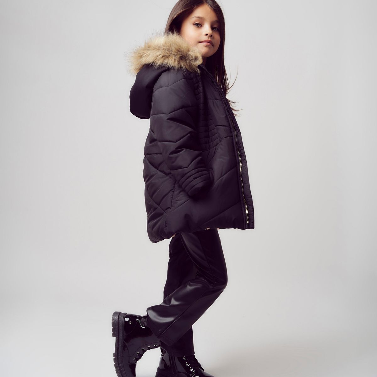 LIMONADA - Parka niña engomada negro Limonada