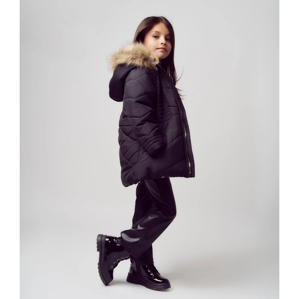 LIMONADA - Parka niña engomada negro Limonada