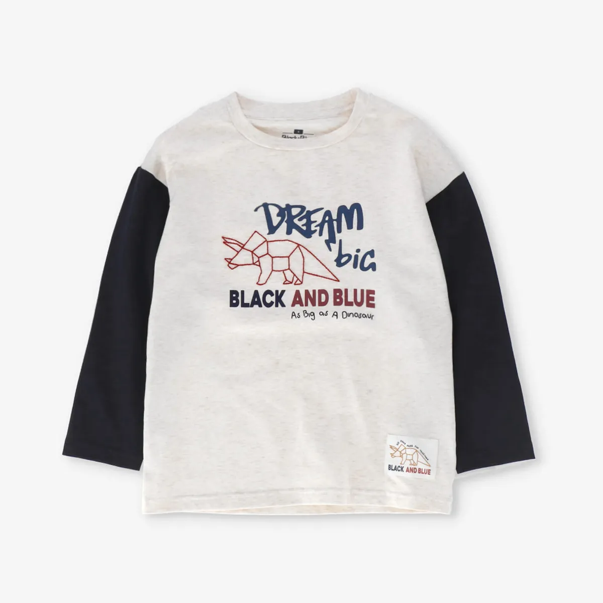 BLACK AND BLUE - Polera manga larga niño dream big crudo Black and blue