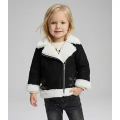 LIMONADA - Chaqueta bebé aviadora de gamuza negro