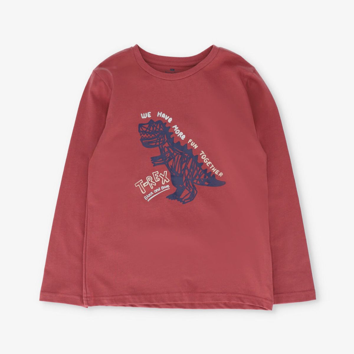 BLACK AND BLUE - Polera manga larga niño t-rex terracota Black and blue