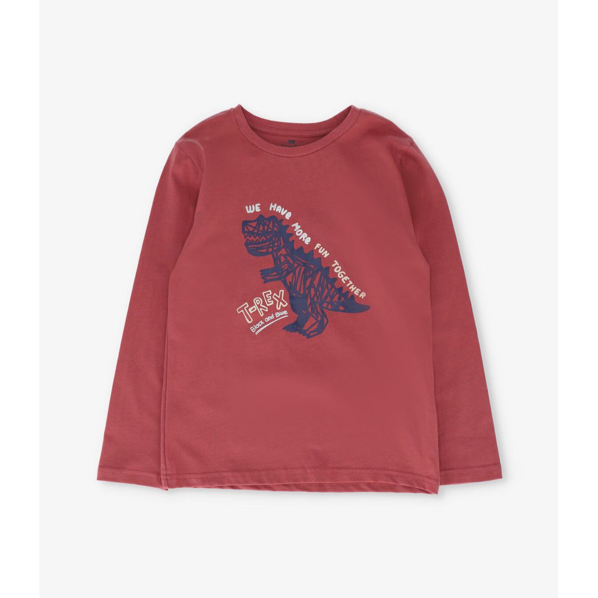 BLACK AND BLUE - Polera manga larga niño t-rex terracota Black and blue